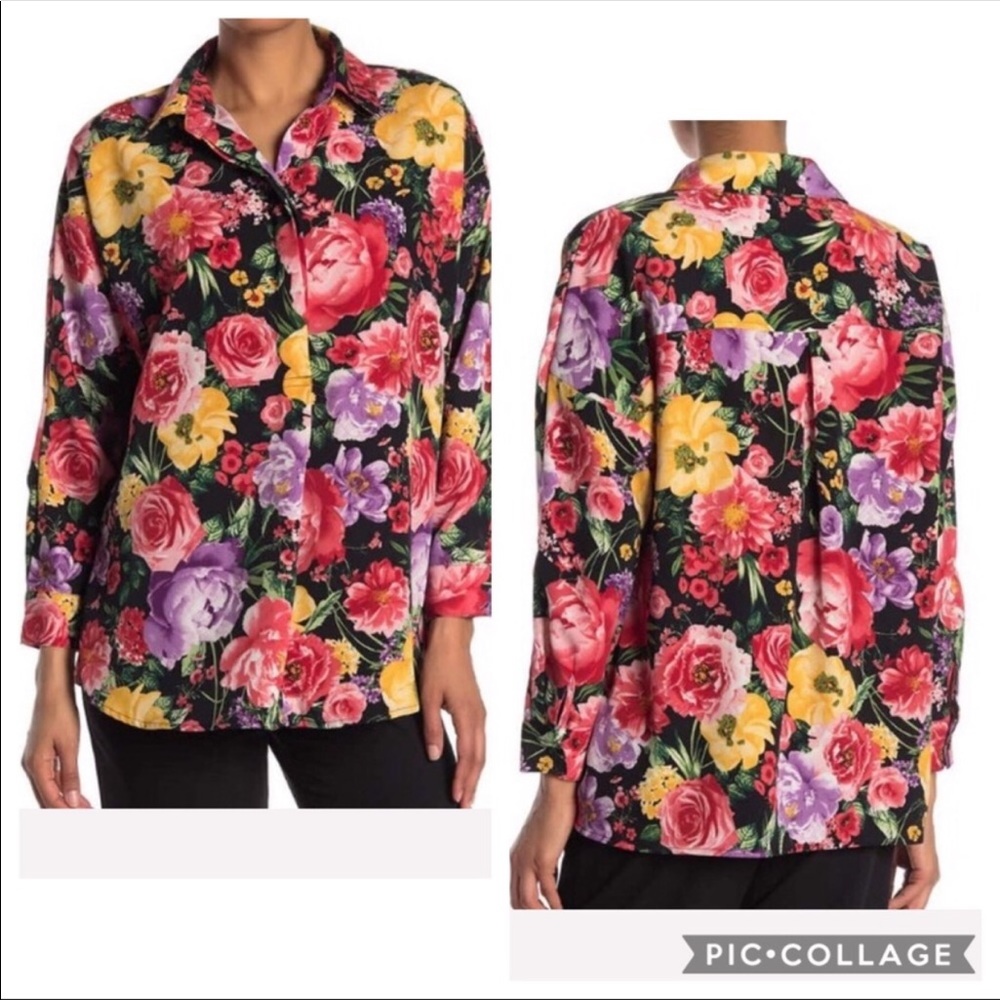 🆕Catherine Malandrino Floral 1/2 Button Top